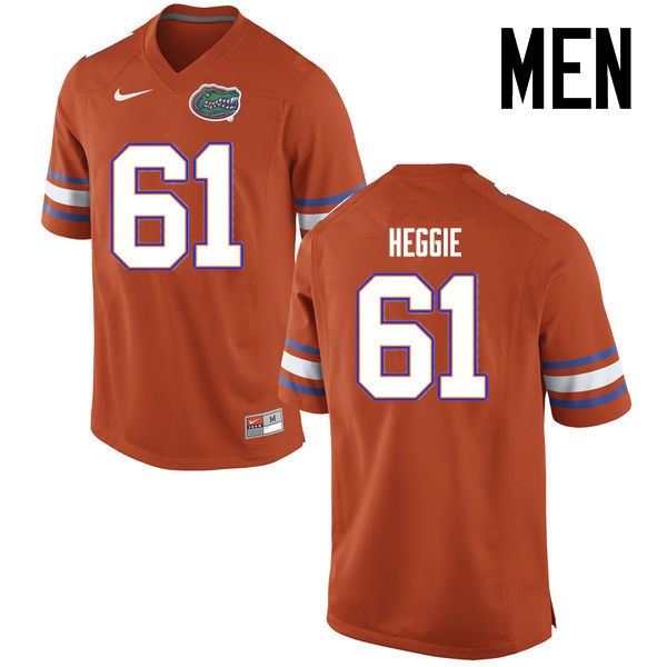 Florida Gators Men #61 Brett Heggie College Football Jersey Orange